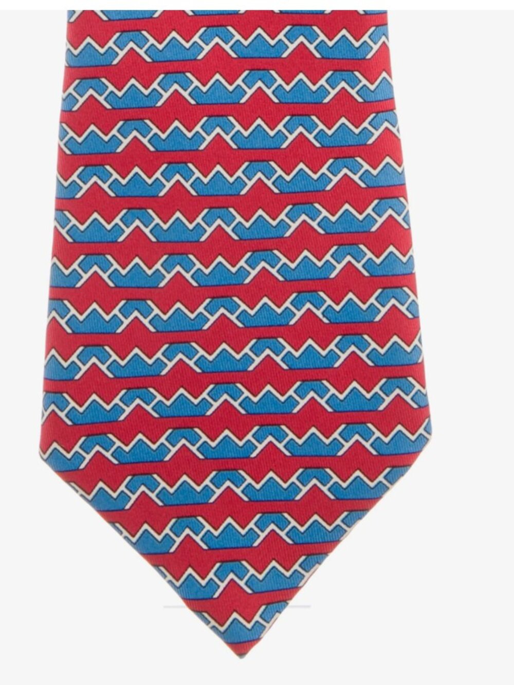 Hermes H Red Blue White Fun Geometric Silk Tie Great Condition Vibrant Colors